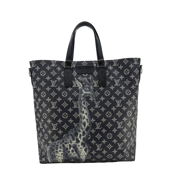 LOUIS VUITTON Savane Monogram Chapman Canvas Atlas Tote Bag Navy Blue