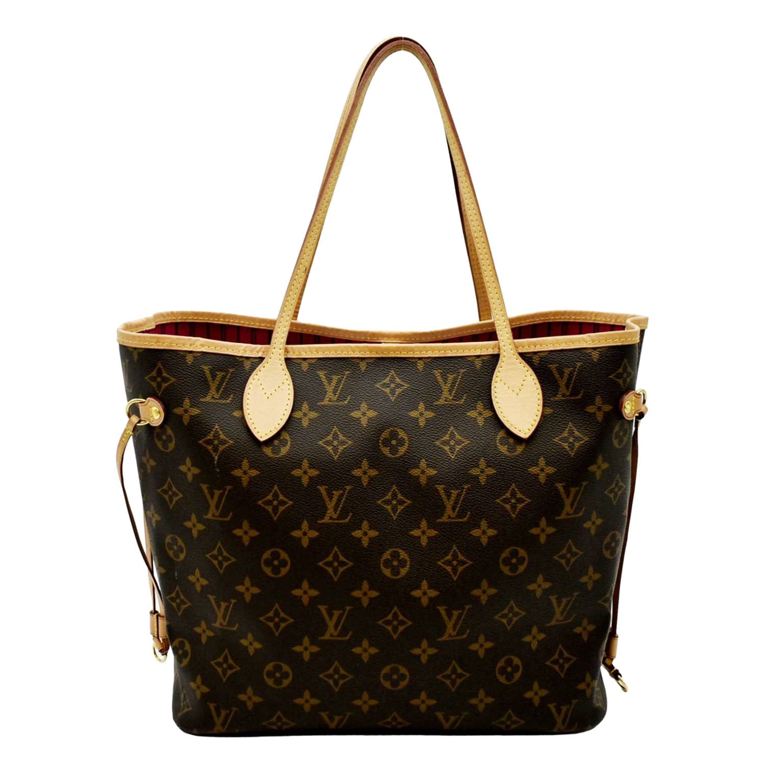 Authentic Louis Vuitton Neverfull Red Interior Tote MM Brown Canvas EUC