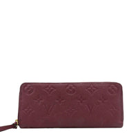 LOUIS VUITTON Clemence Empreinte Leather Wallet Maroon