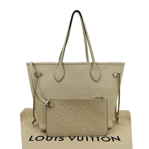 Louis Vuitton Neverfull MM Monogram Empreinte Tote Bag in Beige color