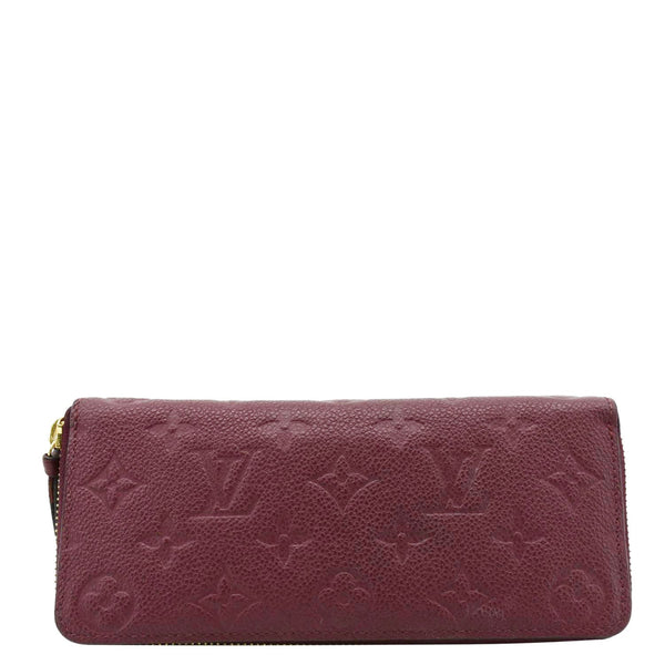 LOUIS VUITTON Clemence Empreinte Leather Wallet Maroon