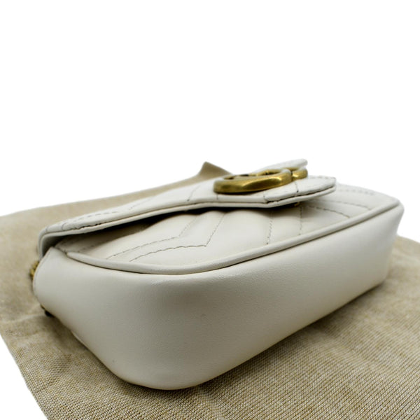 GUCCI GG Marmont Super Mini Matelasse Leather Crossbody Bag White 476433
