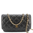 CHANEL Wallet On Chain Quilted Caviar Leather Crossbody Bag Black