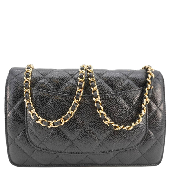 CHANEL Wallet On Chain Quilted Caviar Leather Crossbody Bag Black