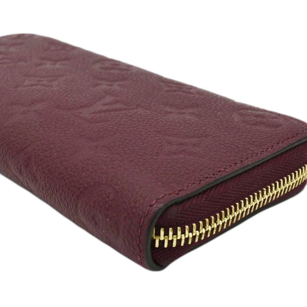 LOUIS VUITTON Clemence Empreinte Leather Wallet Maroon