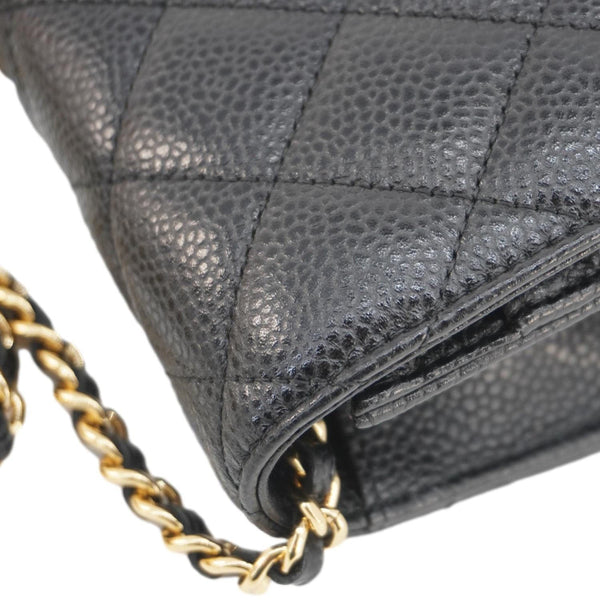 CHANEL Wallet On Chain Quilted Caviar Leather Crossbody Bag Black