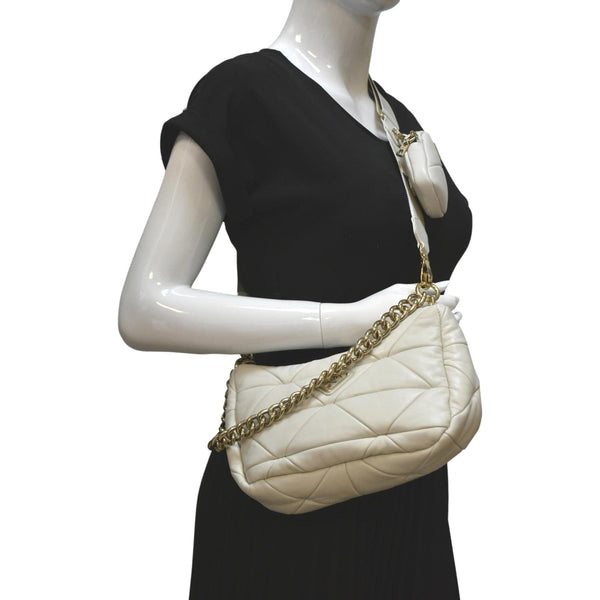 Prada Patchwork System Nappa Leather Shoulder Bag White - Full View