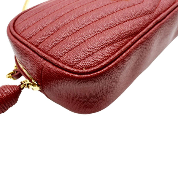 YVES SAINT LAURENT Small Lou Chevron Leather Camera Crossbody Bag Red