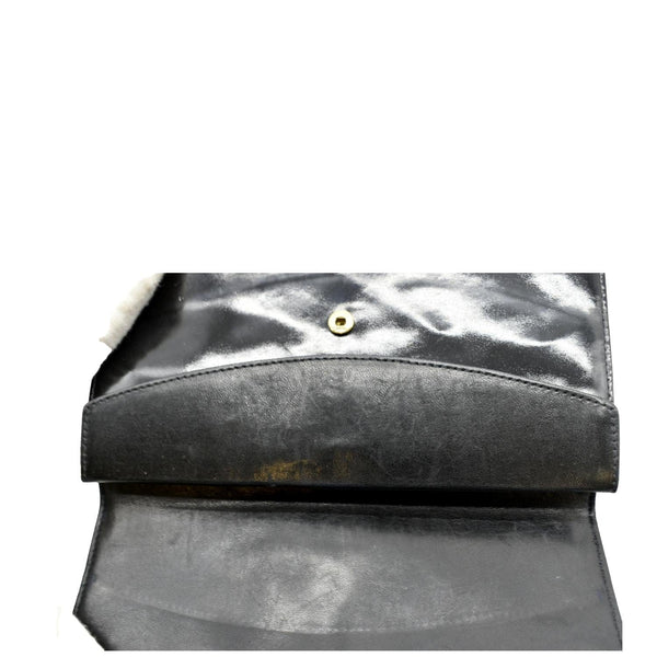 CHANEL Vintage CC Patent Leather Wallet Black