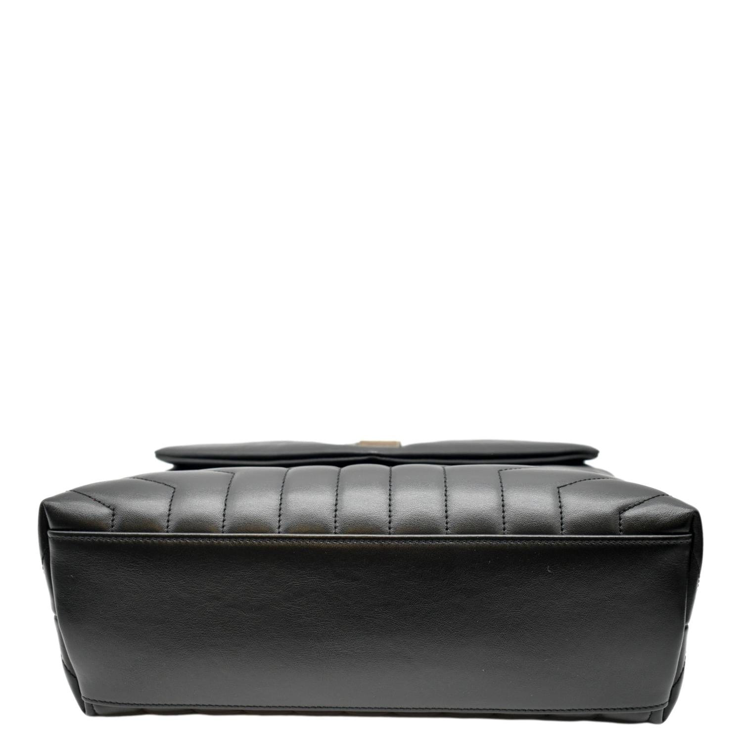 Yves Saint Laurent Chevron Leather Medium Loulou Flap Messenger Bag Black