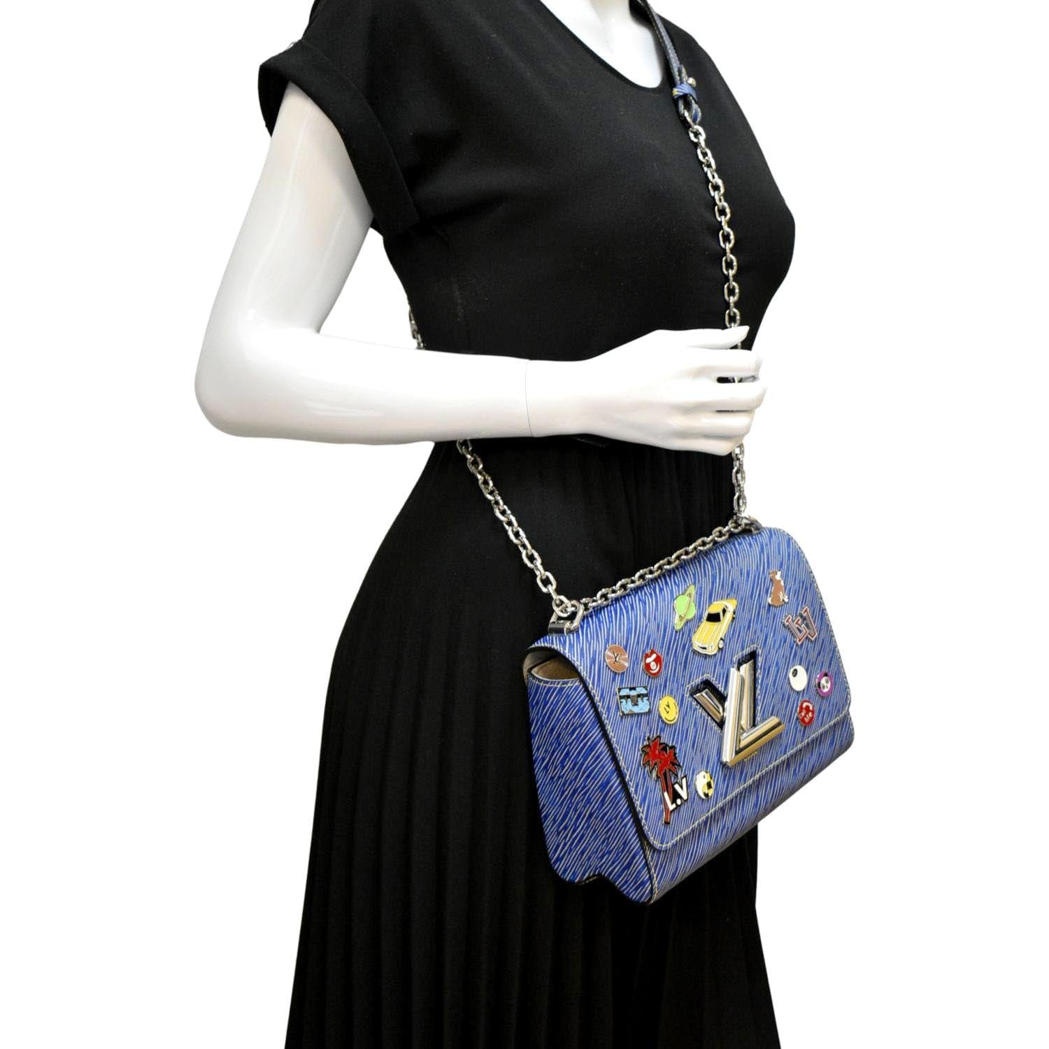 100% Authentic Louis Vuitton Twist MM Blue Denim Epi Leather Shoulder Bag