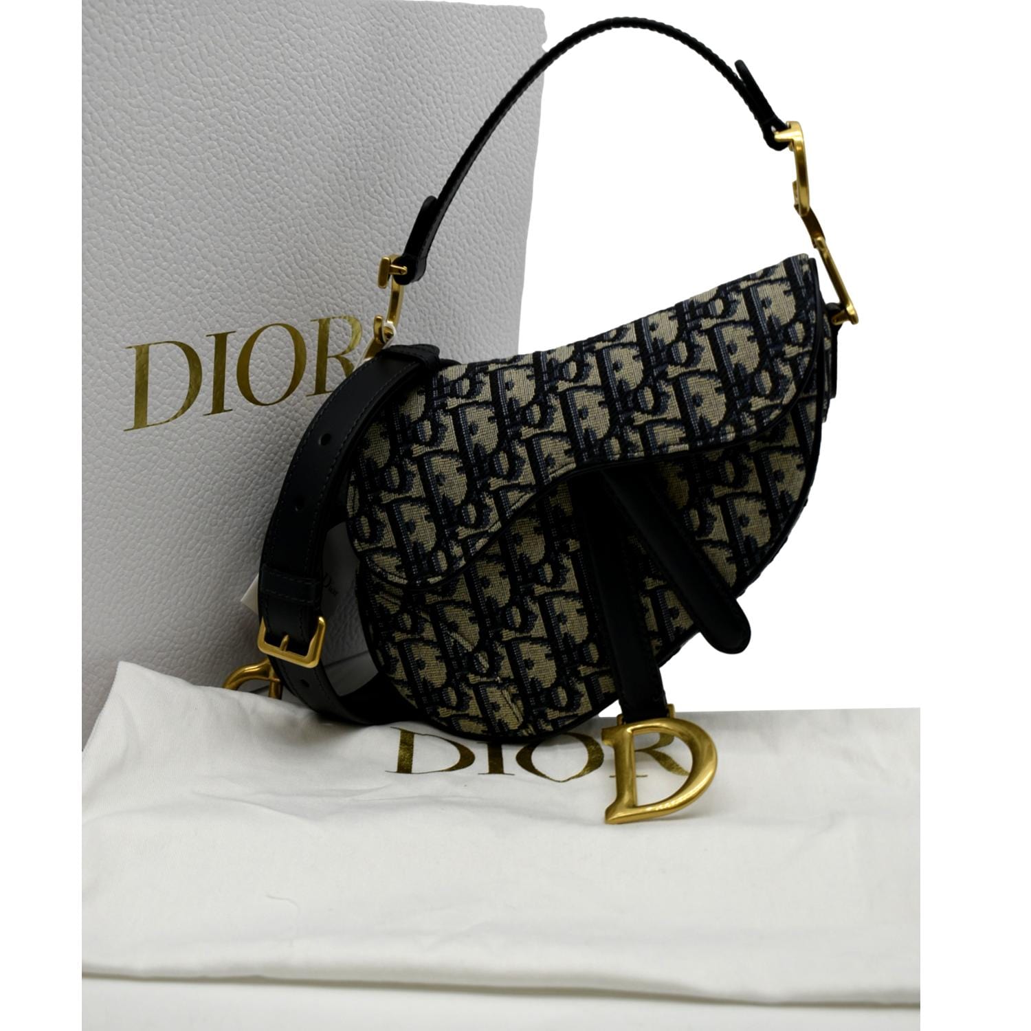 Dior Pre-owned Mini Oblique Saddle Bag - Grey