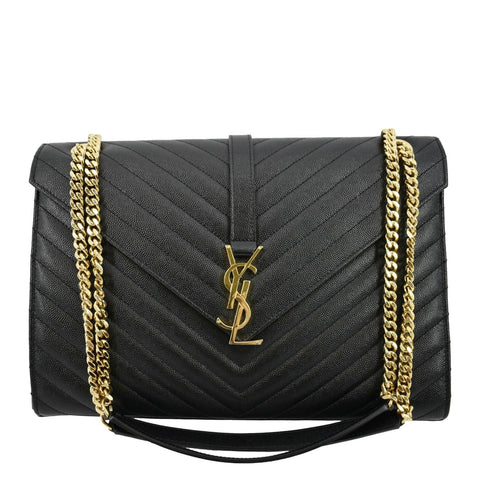 New YSL Small Leather Quilted Envelope Chain Crossbody Double Flap Saint  Laurent