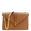 YVES SAINT LAURENT Large Envelope Mix Matelasse Leather Chain Shoulder Bag Dark Natural