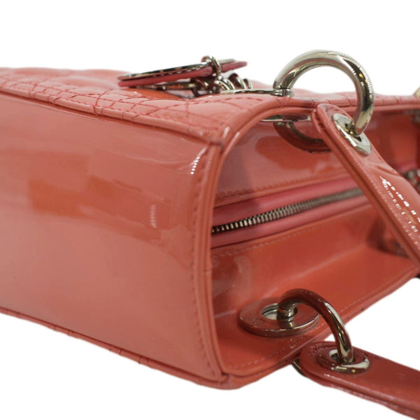 CHRISTIAN DIOR Medium Lady Dior Leather Shoulder Bag Pink