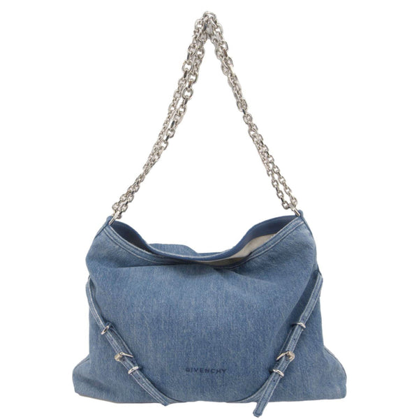 GIVENCHY Voyou Medium Denim Chain Shoulder Bag Blue