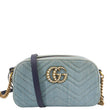 GUCCI Pearl GG Marmont Small Denim Crossbody Bag Blue 447632