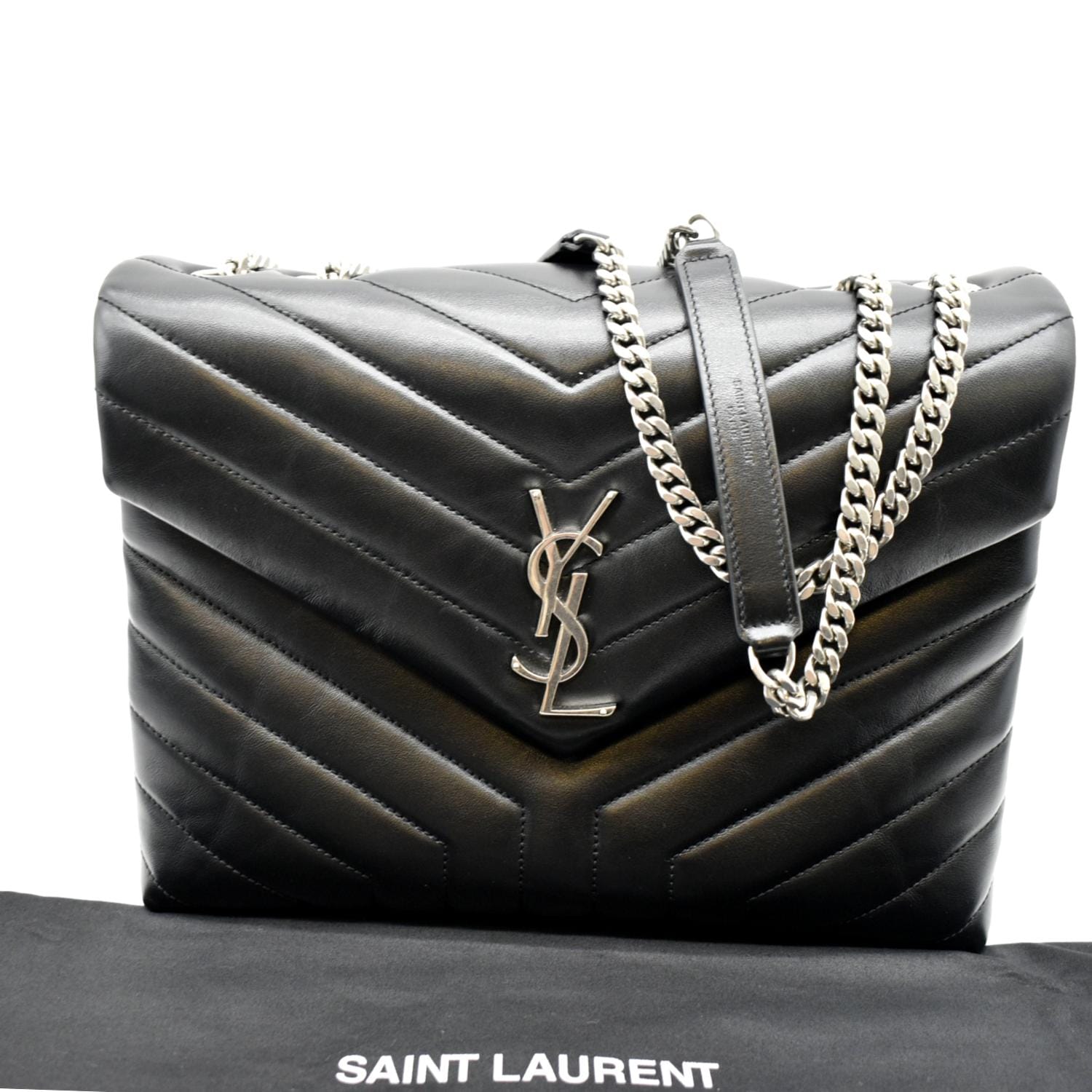 Yves Saint Laurent Chevron Leather Medium Loulou Flap Messenger