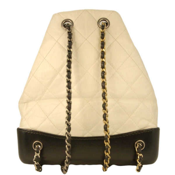 CHANEL Gabrielle Small Quilted Aged Calfskin Leather Backpack Bag White