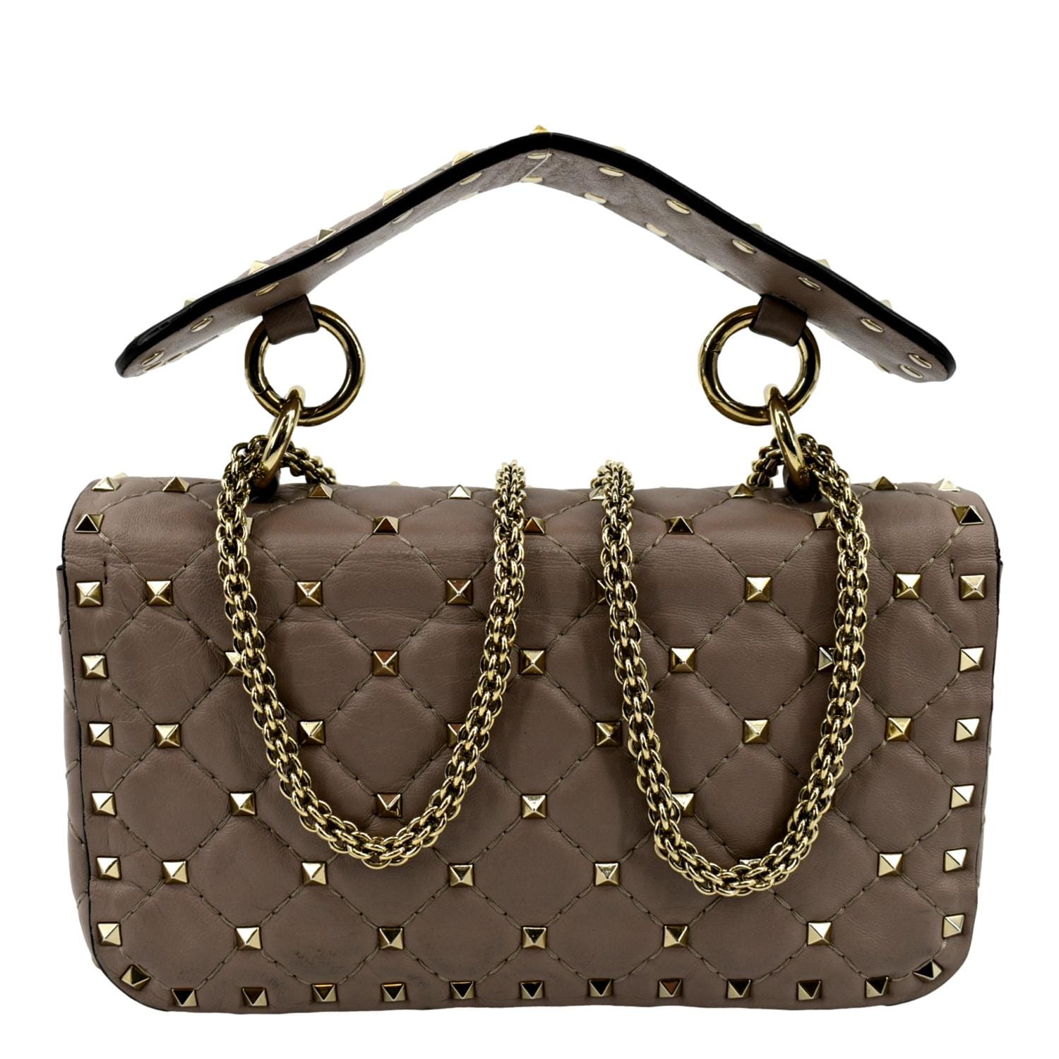 Valentino Rockstud Spike Medium Quilted Leather Top Handle bag.$3250