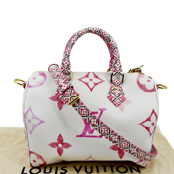 LOUIS VUITTON Speedy 25 Bandouliere Giant Monogram Canvas Shoulder Bag Pink