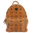 MCM Stark Side Stud Visetos Canvas Backpack Bag Cognac