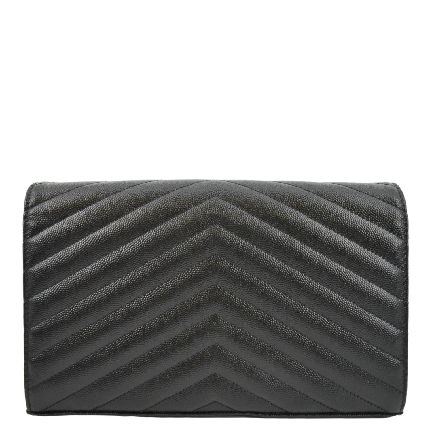 Yves Saint Laurent Black Chevron Quilted Leather Monogram Wallet