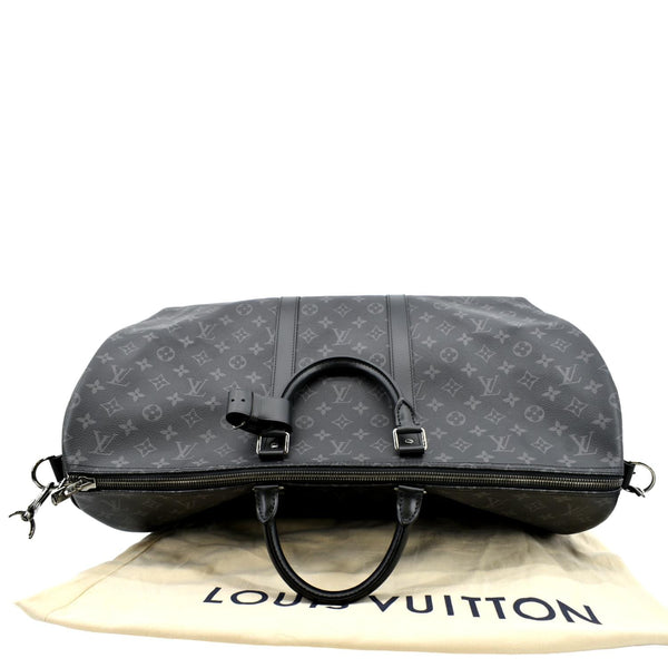 LOUIS VUITTON Keepall 55 Bandouliere Monogram Eclipse Travel Bag Black