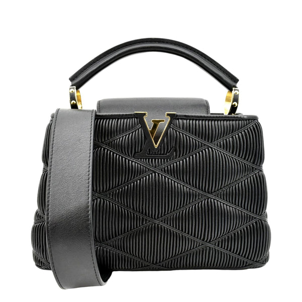 LOUIS VUITTON Capucines Quilted Leather Satchel Bag Black