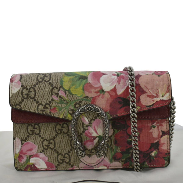 GUCCI Dionysus Super Mini Blooms GG Supreme Canvas Crossbody Bag Dry Rose 476432