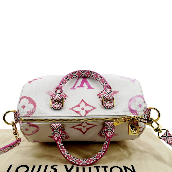 LOUIS VUITTON Speedy 25 Bandouliere Giant Monogram Canvas Shoulder Bag Pink