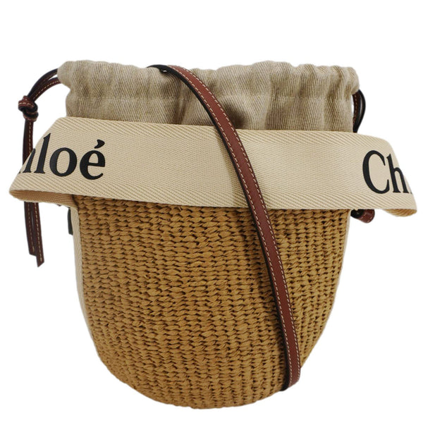 CHLOE Woody Raffia Basket Tote Bag Brown