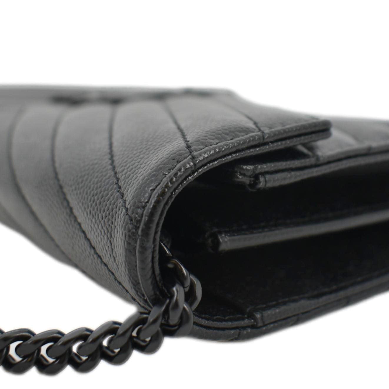 Saint Laurent Cassandre Chain Wallet in Lambskin - Black - Women