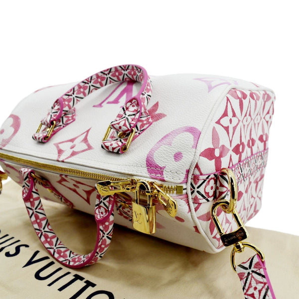 LOUIS VUITTON Speedy 25 Bandouliere Giant Monogram Canvas Shoulder Bag Pink