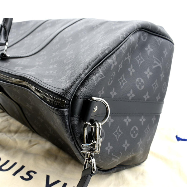 LOUIS VUITTON Keepall 55 Bandouliere Monogram Eclipse Travel Bag Black