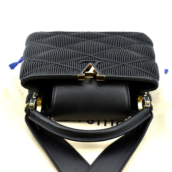 LOUIS VUITTON Capucines Quilted Leather Satchel Bag Black