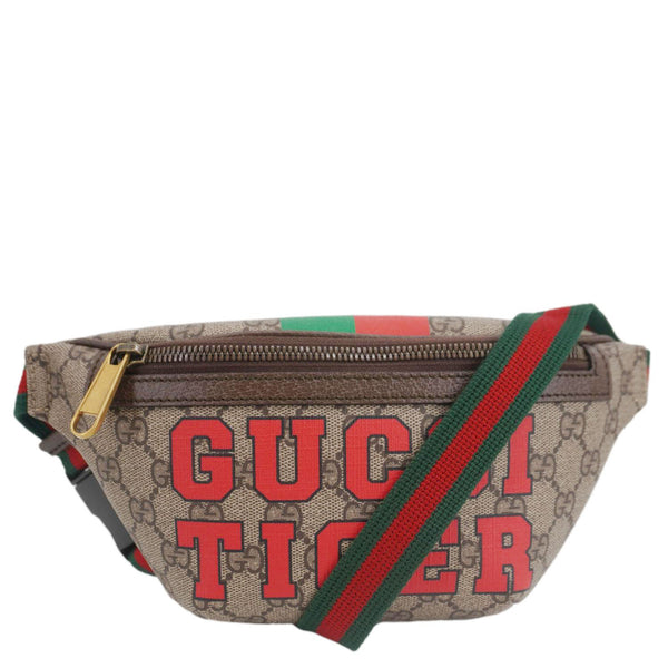 GUCCI Tiger Print GG Supreme Canvas Belt Bag Beige 675181