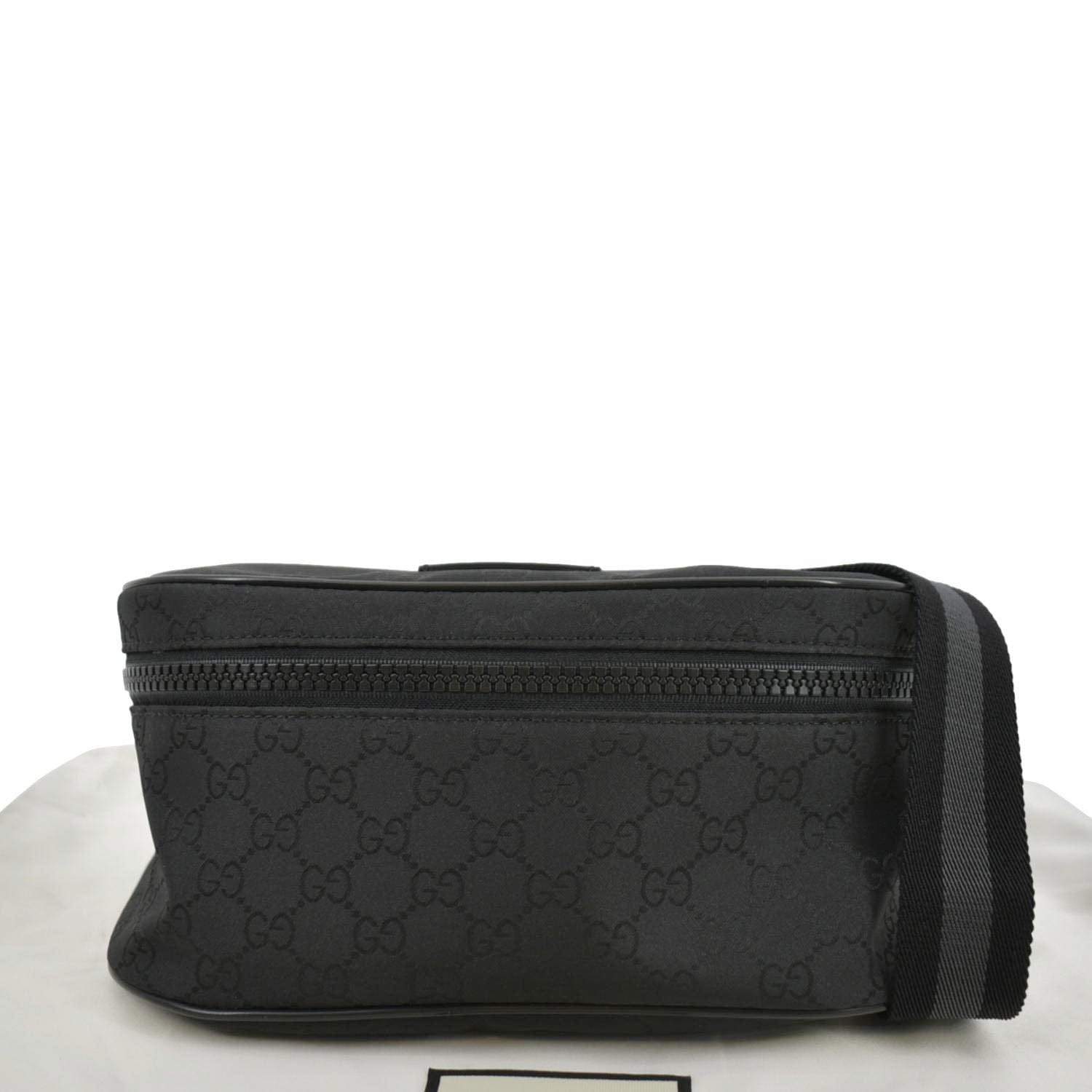 Gucci Flap Belt Bag GG Web Strap Black in Canvas/Leather/Polyamide