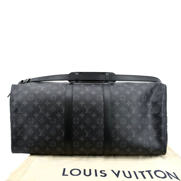 LOUIS VUITTON Keepall 55 Bandouliere Monogram Eclipse Travel Bag Black