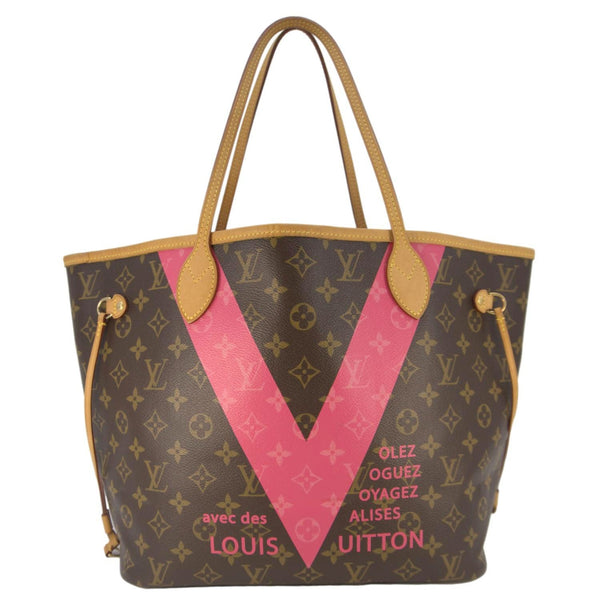 LOUIS VUITTON Neverfull MM V Monogram Canvas Tote Bag Brown