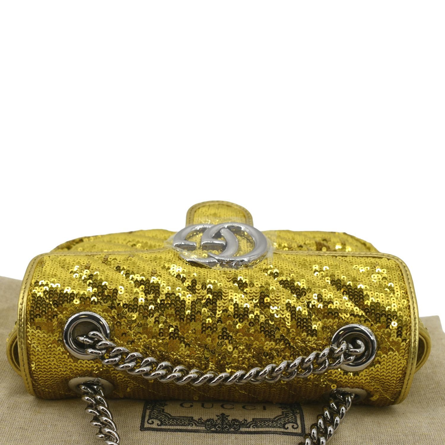 The Pouch mini sequined leather clutch