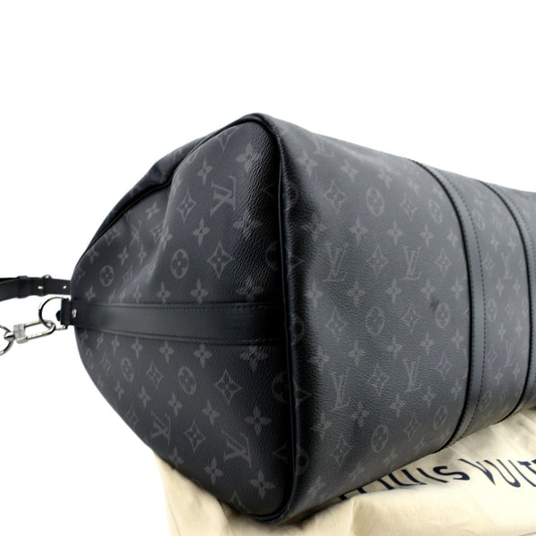 LOUIS VUITTON Keepall 55 Bandouliere Monogram Eclipse Travel Bag Black