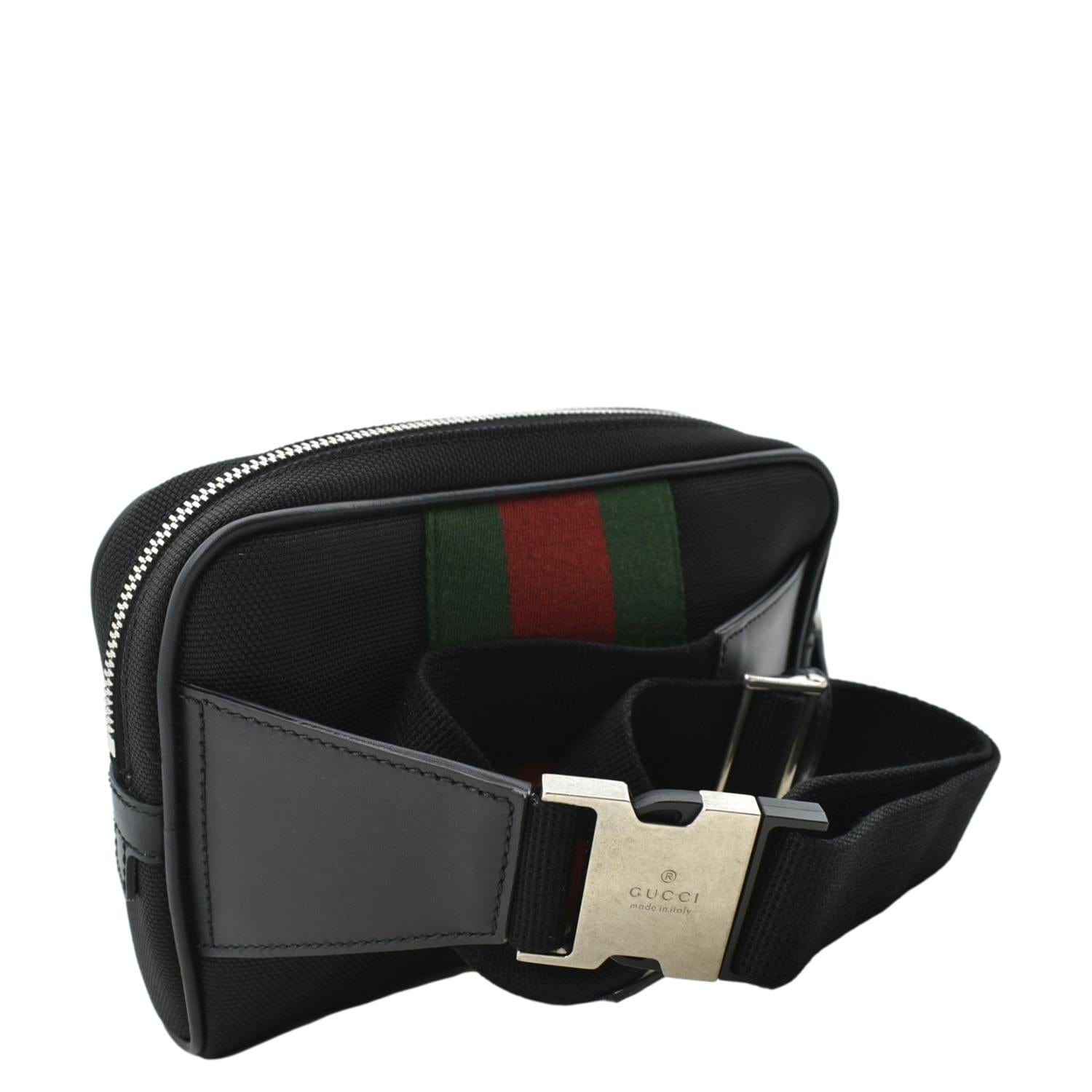 Gucci Web Belt Stripe Fanny Pack Black in Canvas/Leather - US