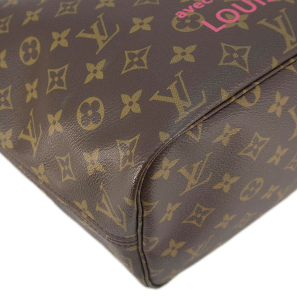 LOUIS VUITTON Neverfull MM V Monogram Canvas Tote Bag Brown