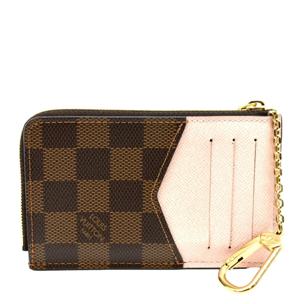 LOUIS VUITTON Recto Verso Damier Ebene Card Holder Rose Ballerine