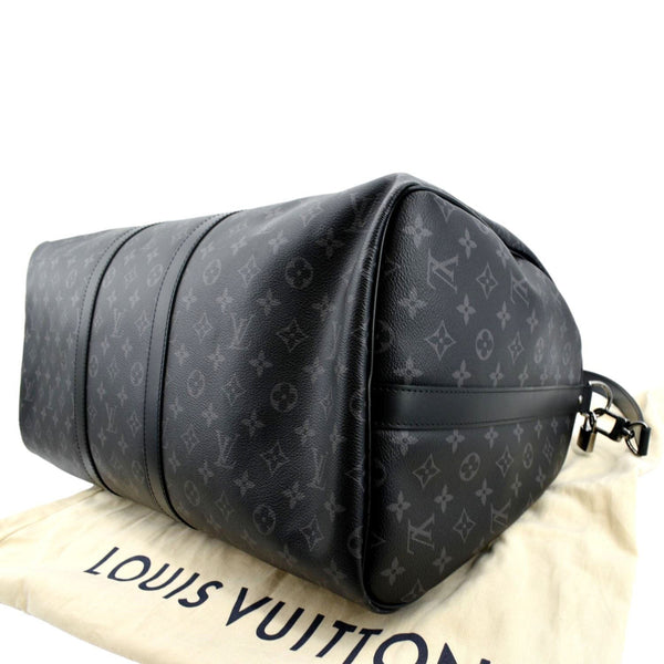 LOUIS VUITTON Keepall 55 Bandouliere Monogram Eclipse Travel Bag Black