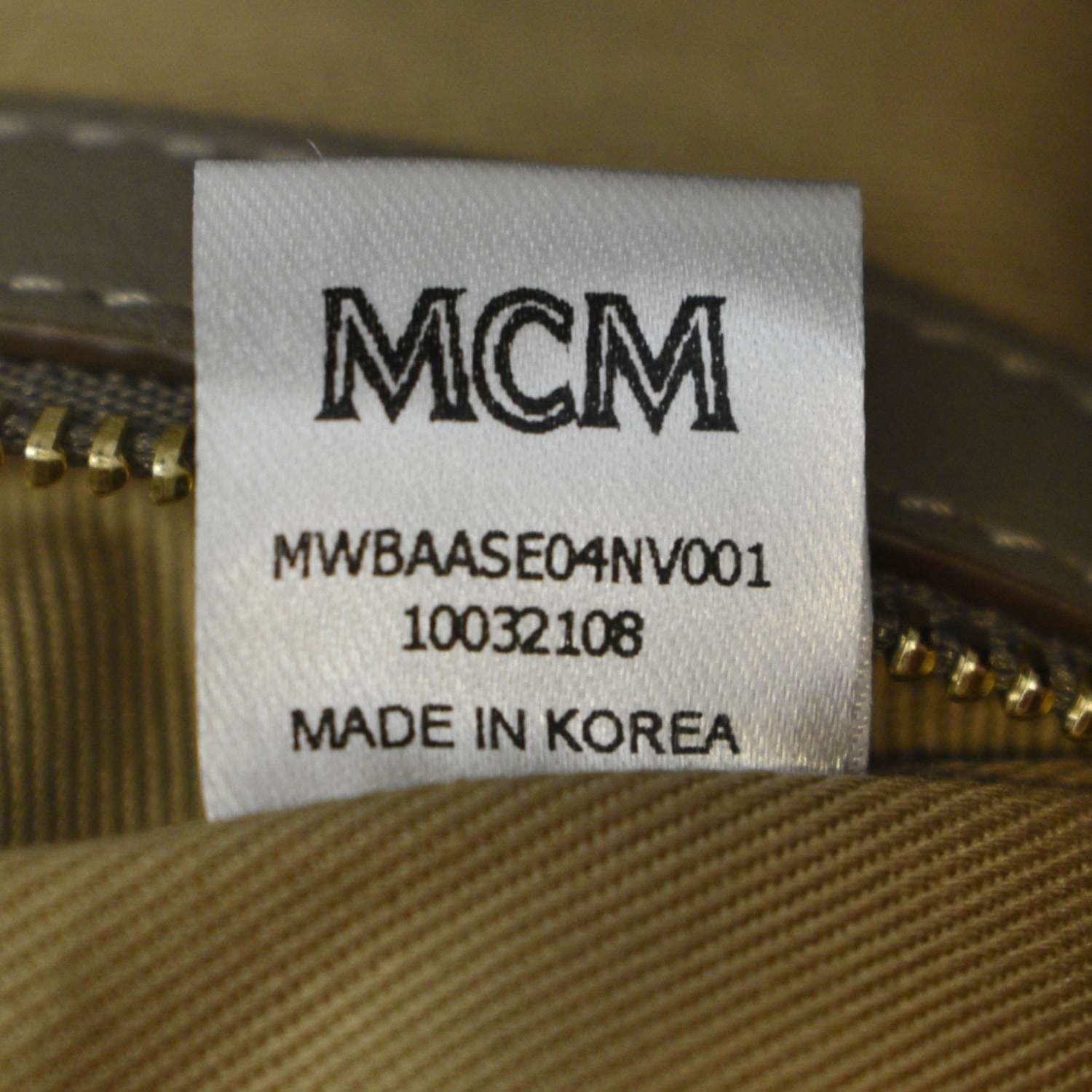 MCM Visetos Essential Leather Boston Bag Chocolate Brown
