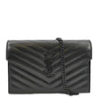 YVES SAINT LAURENT Envelope Chain Leather Crossbody Bag Black