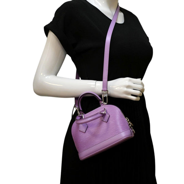 LOUIS VUITTON Nano Alma Epi Leather Top Handle Shoulder Bag Purple