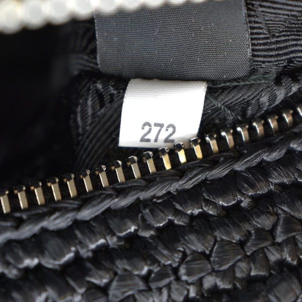 PRADA Triangle Raffia Shoulder Bag Black